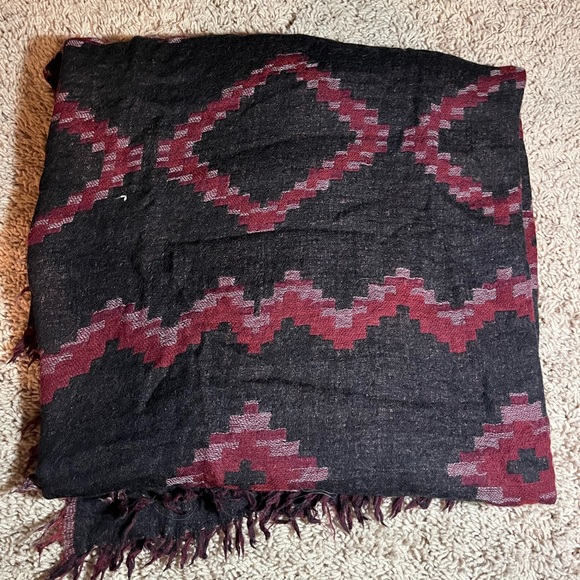 Maroon and Black Wilfred Square Diamond Mosaic Scarf - Picture 3 of 4